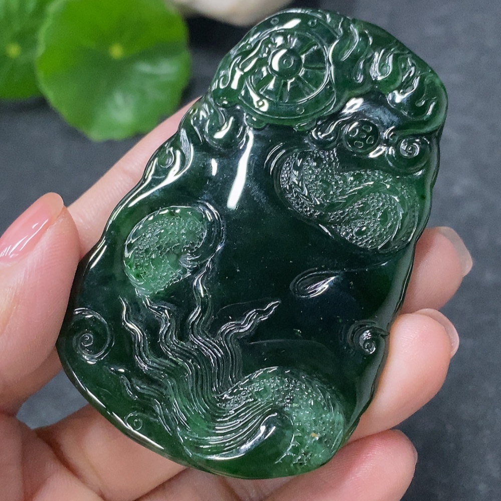 F34030991 Jadeite Pendant Dragon Plaque Total Weight Approx. 56.16g