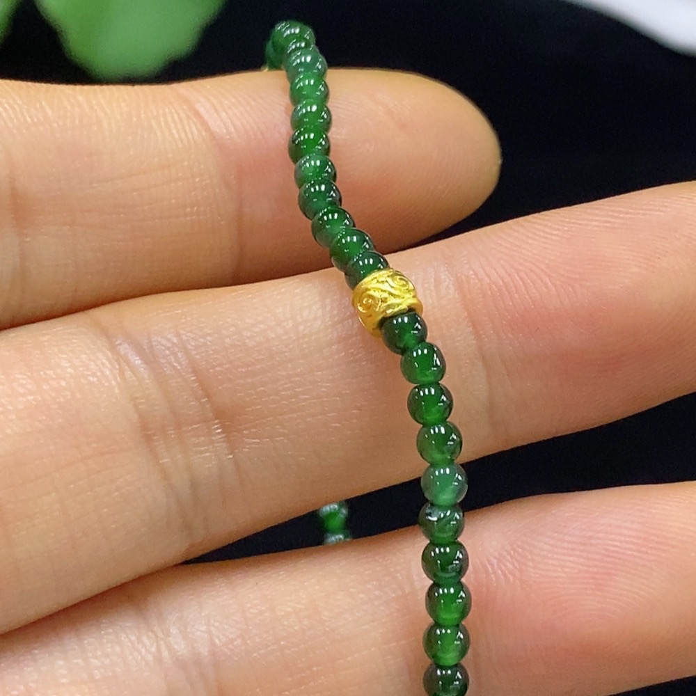 F34044438 Jadeite bead bracelet, approx. 2.8mm, total weight approx. 3.51g, non-gold