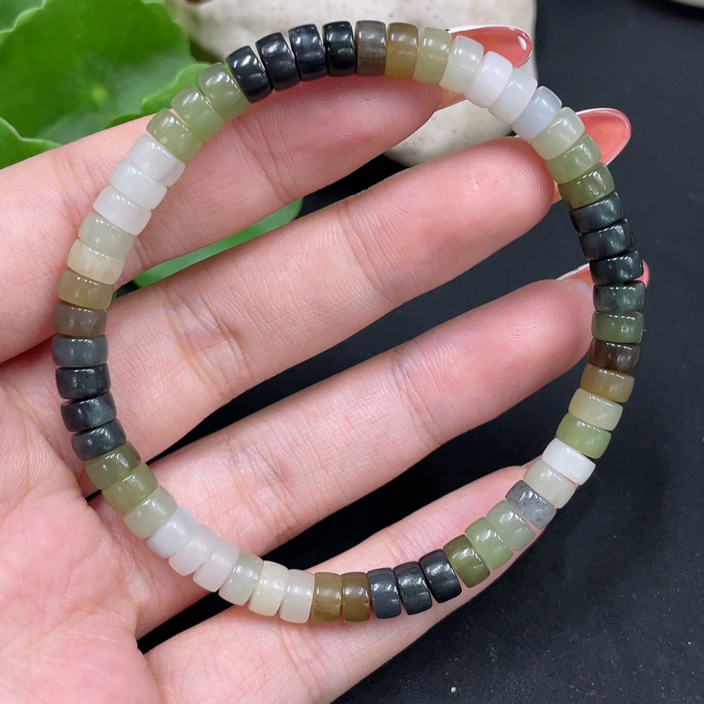 H34017132 Hetian Jade Bracelet Approx.5.8mm Total Weight Approx.14.1g
