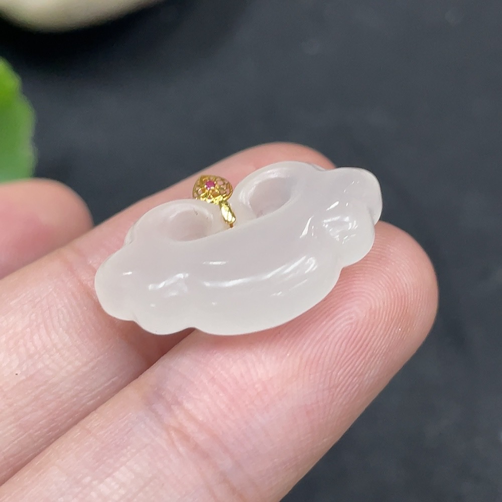 H36259531 Hetian Jade Pendant Ruyi 18k Gold Total Weight Approx. 2.7g