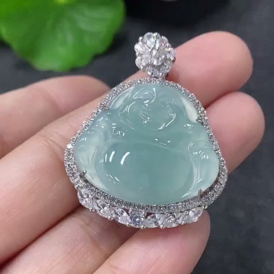 F34976240 Jadeite Buddha Pendant Setting without Gold Total Weight Approx. 7.3g