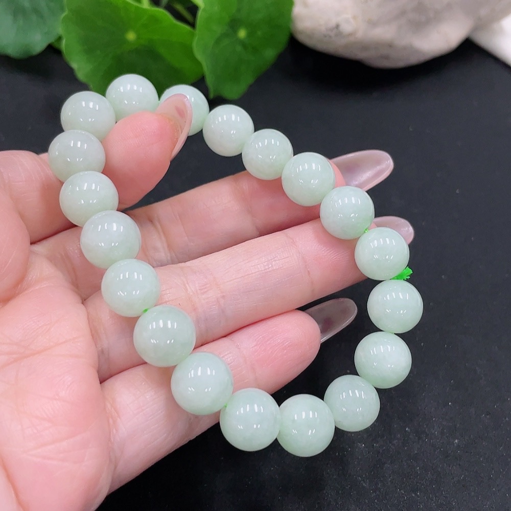F34068183 Jadeite Beads Bracelet Approx.10.4mm Total Weight About 33.9g