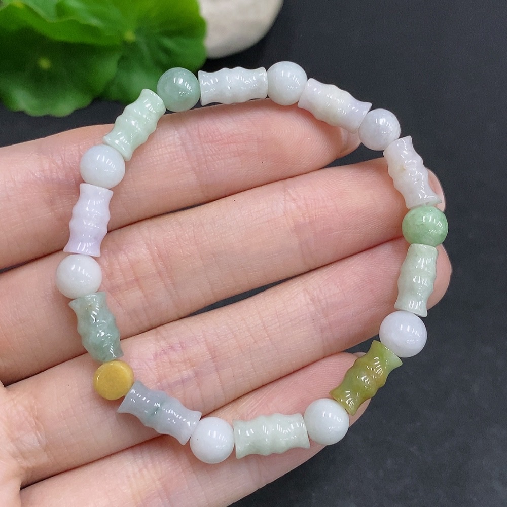 F34060041 Jadeite Bracelet Total Weight Approx. 10.8g Yellow Beads Color Origin Undetermined