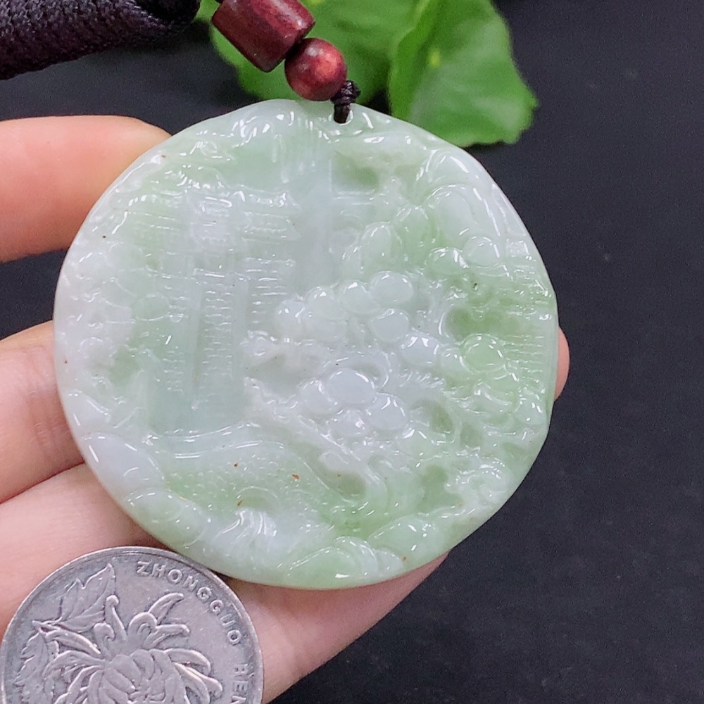 F31683090 Jadeite Landscape Pendant Total Weight Approximately 33.8g