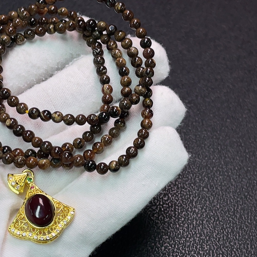 C34038743 Amber & Beeswax Pendant + Bead Strand, Non-Gold, Total Weight Approx. 7.51g, Sell as a Lot