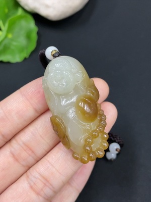 H29324832 Hetian Jade Pendant Buddha Beads Not Hetian Jade Total Weight Approx. (Including Rope) 25.9g