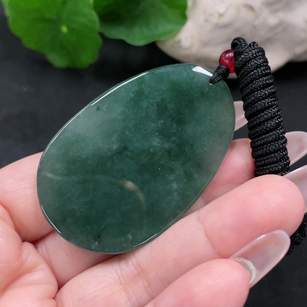 F34069181 Jadeite Landscape Pendant Total Weight Approx. 28.3g (Including Rope Weight)