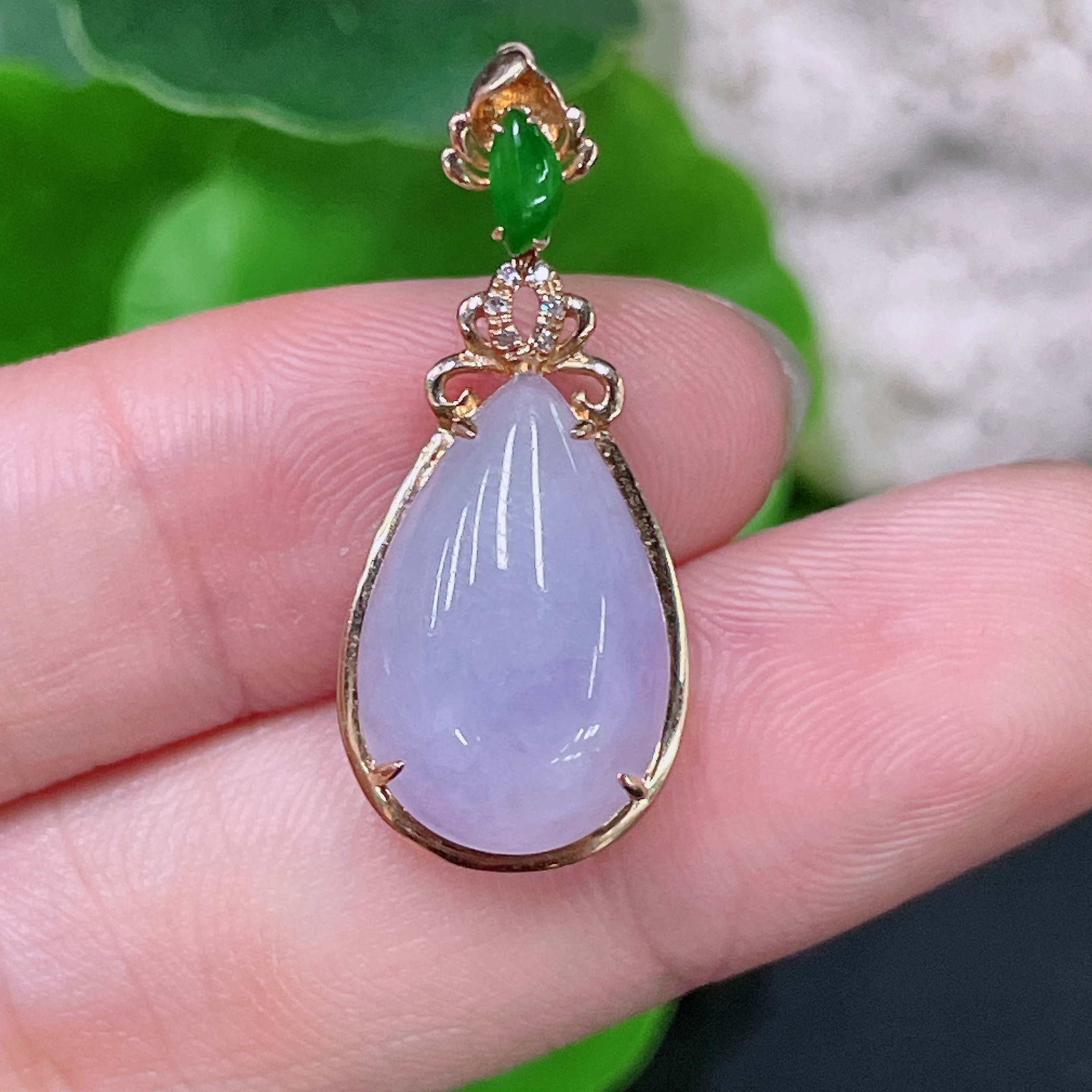 F33893211 Jadeite Inlaid Pendant 18k Total Weight Approx. 2.03g