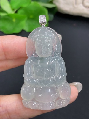 F41949219 翡翠观音挂件 18k 配镶钻石 货品总重约12.19克