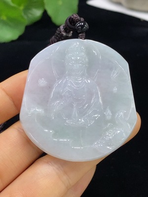 F34975220 Jadeite Guanyin Pendant Total Weight Approx. 30.2g (Beads Non-Natural) (Incl. Cord Weight)