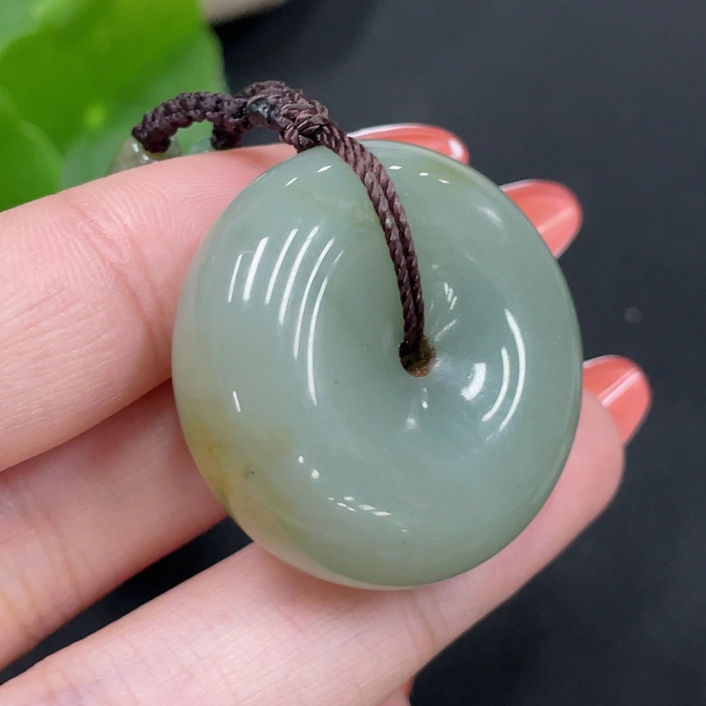 H34017694 Hetian Jade Pendant - Peace Buckle with Other Mineral Components, Beads Not Hetian Jade, Total Weight (Including Rope) Approx. 27.2g