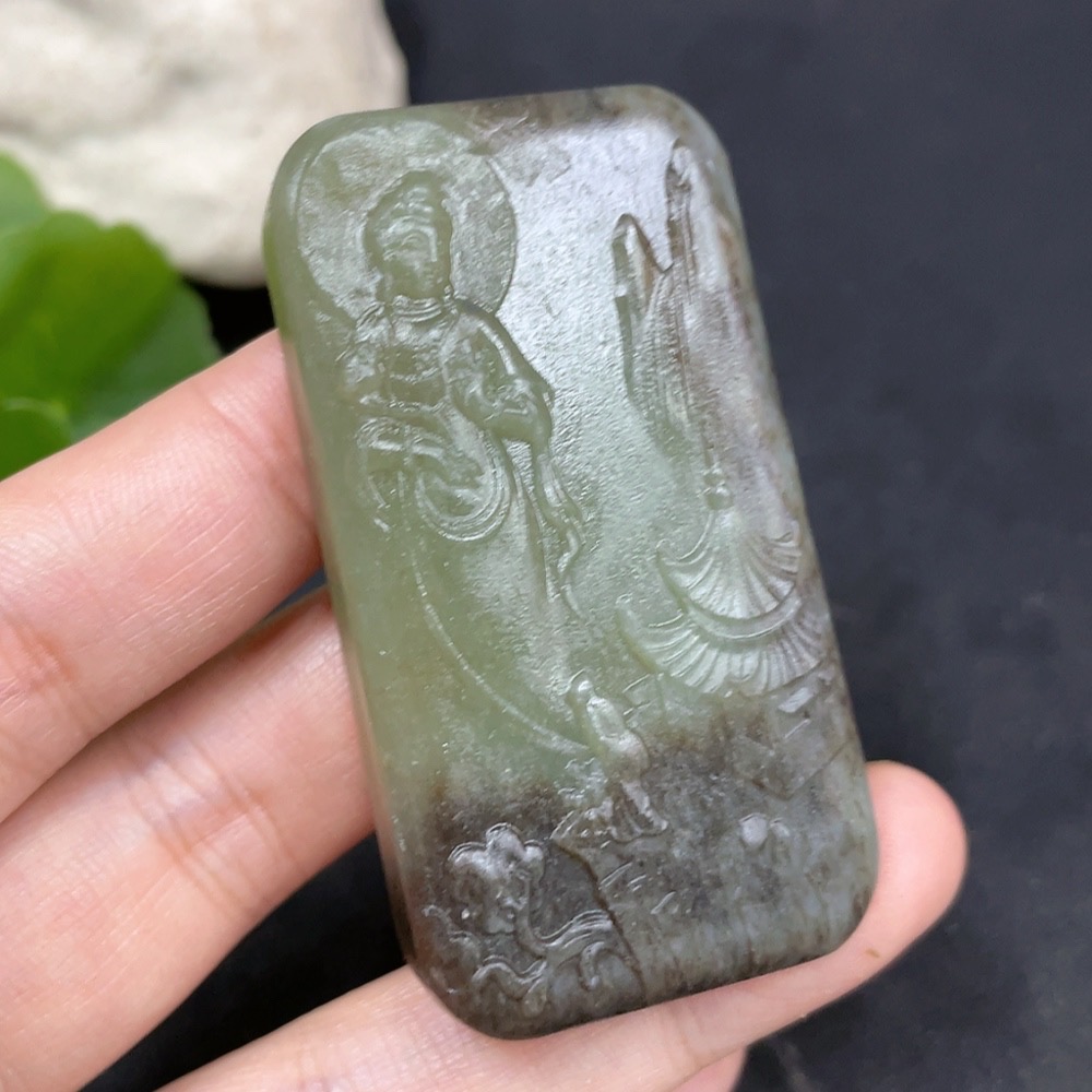 H31615937 Hetian Jade Pendant Guanyin Total Weight Approx. 47.4g