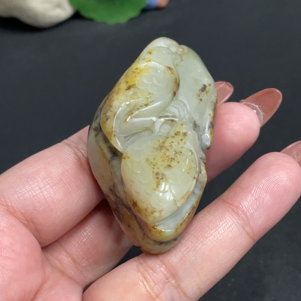 H34011304 Hetian Jade Pendant, Peaceful Living and Happy Work, Undetermined Skin Color Formation, Total Weight Approx. 71.1g