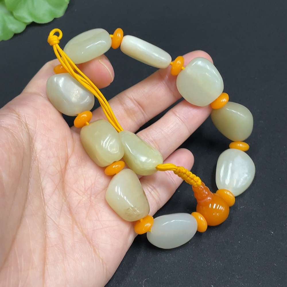 H34072194 Hetian Jade Beads Bracelet, Total Weight Approx. 50.1g, Accessories Not Hetian Jade