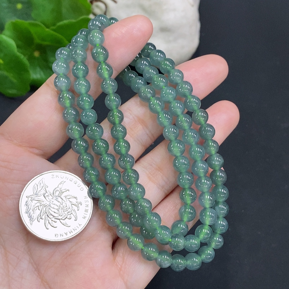 F35126234 Jadeite Bead Necklace Approx. 5.8mm Non-Gold Total Weight Approx. 39.1g