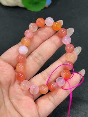 H41938937 盐源玛瑙手串 卡9.2mm左右 仅红色 货品总重约26g