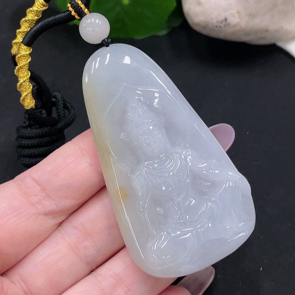 F35142228 Jadeite Guanyin Pendant Total Weight Approx. 41.6g (Including Cord Weight) (Matching Beads Non-A)