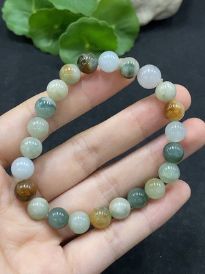 F34995359 Jadeite Bracelet Approx.8.2mm Beads Total Weight Approx.22.33g Yellow Beads Color Origin Undetermined