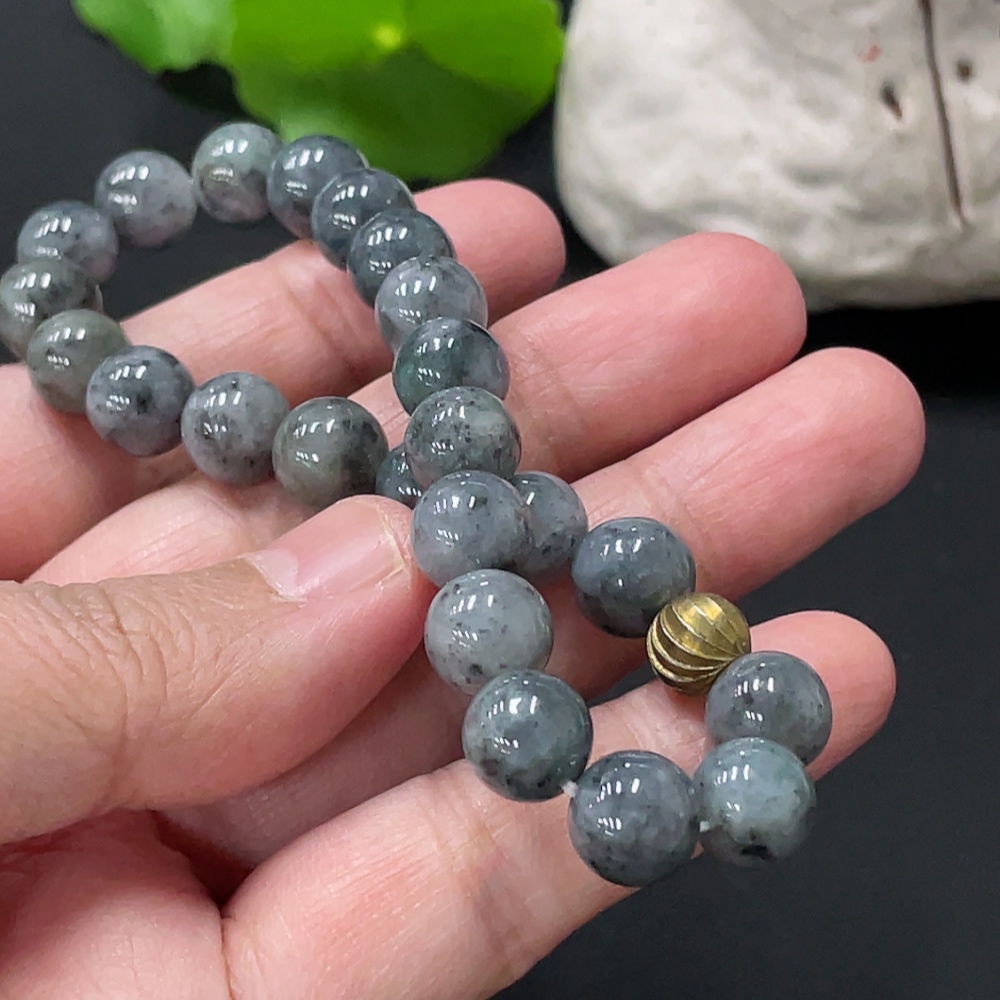 F34978300 Jadeite Bracelet with 8.7mm Beads, Total Weight Approx. 29.4g, Non-Gold Matching Beads