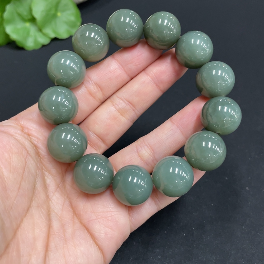 H34072203 Hetian Jade Bracelet, Approx. 16mm Beads, Total Weight About 83.8g
