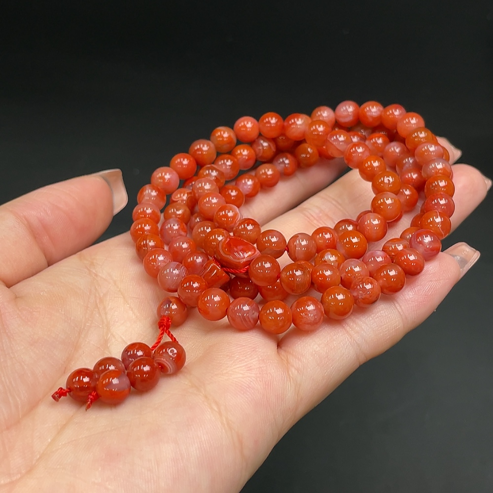 C14530213 South Red Agate Bead Strand, Approx. 47.35g, 6.5mm
