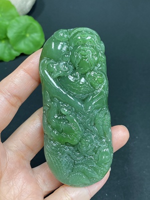 H27109506 Hetian Jade Pendant    God of Wealth    Total Weight: Approx. 75.6g