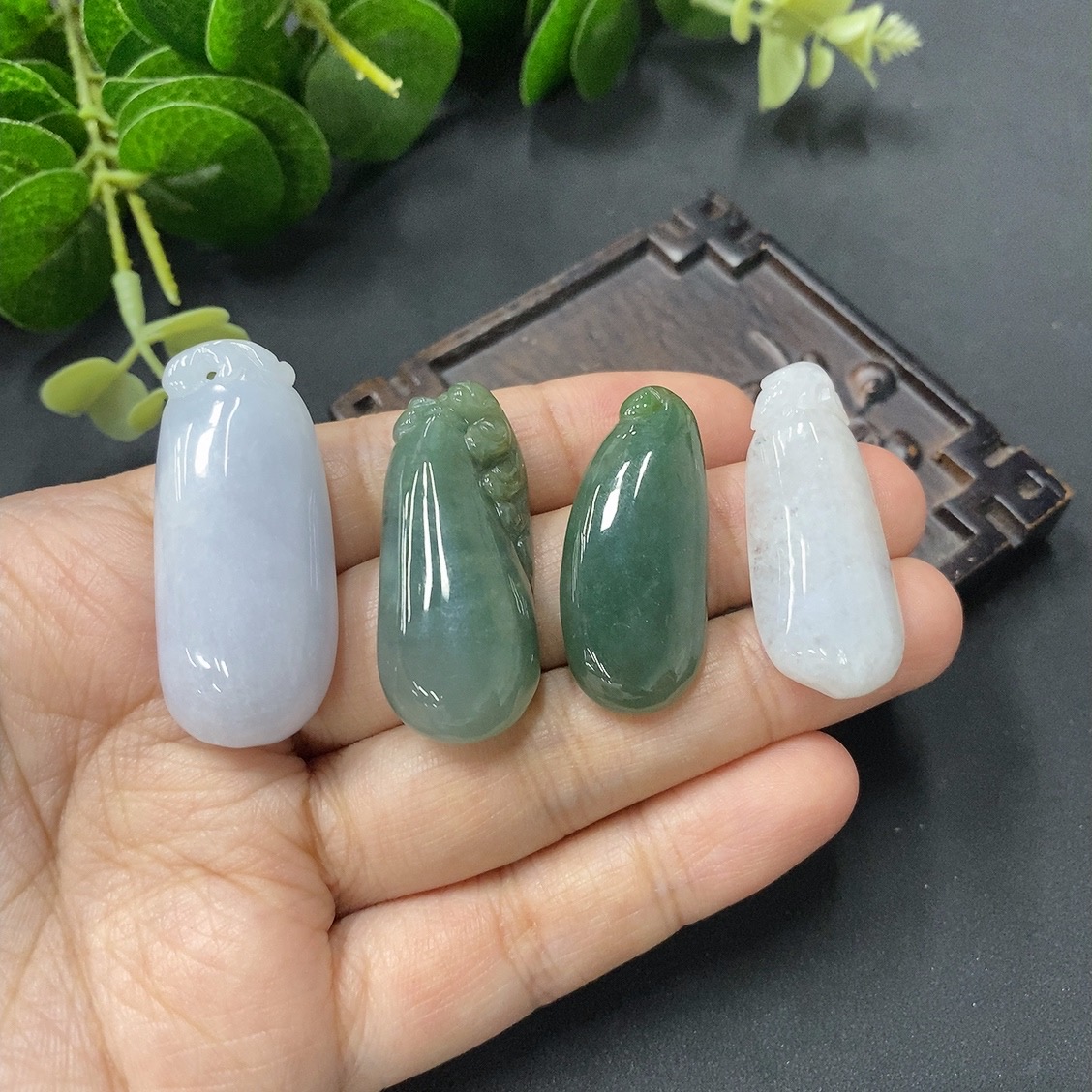 F08140460 Jadeite Blessed Melon Pendants Sell as a Lot