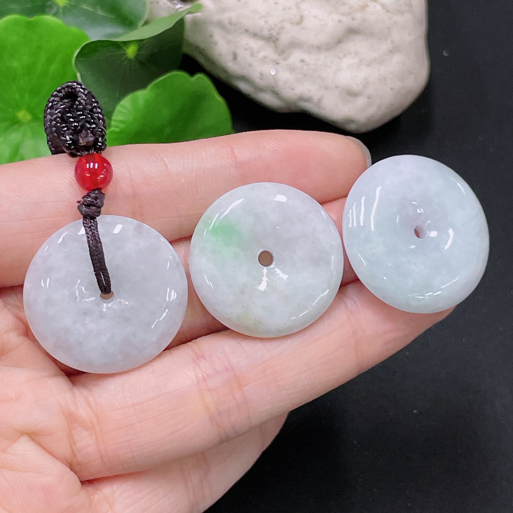 F33892984 Jadeite Peace Pendant with Non-Grade A Bead