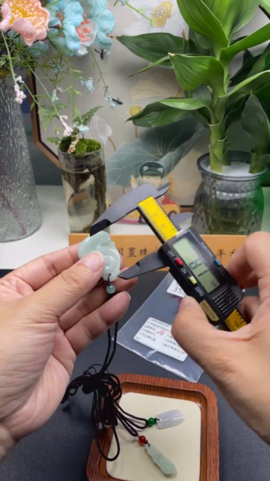 F35129124 Jadeite Ruyi/Fu Dou/Yi Ming Jing Ren Pendant with Non-A Grade Beads