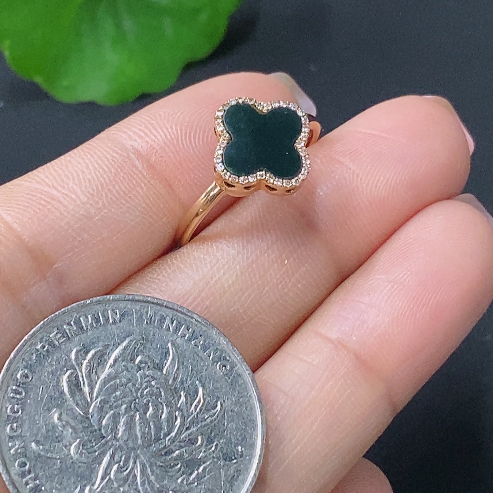 F26005485 Jadeite Inlaid Ring 18k Total Weight Approx.1.4g Size12