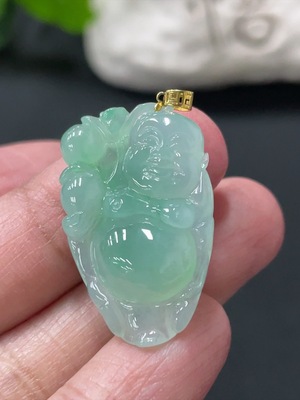 F34978857 Jadeite Pendant Buddha 18k Total Weight Approx. 4.7g