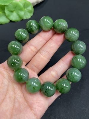 H34073571 Hetian Jade Jasper Bead Bracelet, approx. 15.8mm, total weight approx. 86.8g