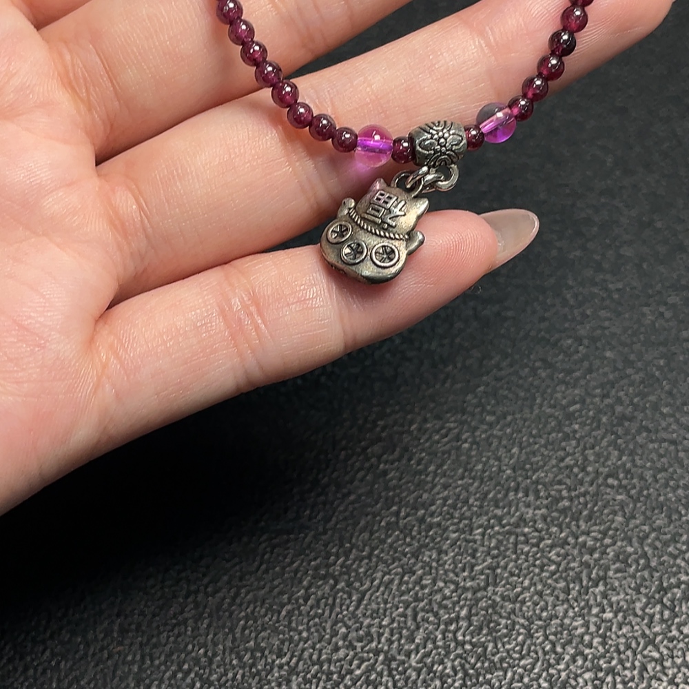 C34008988 Garnet Bracelet Non-Gold Total Weight Approx.5.86g Size About 3mm