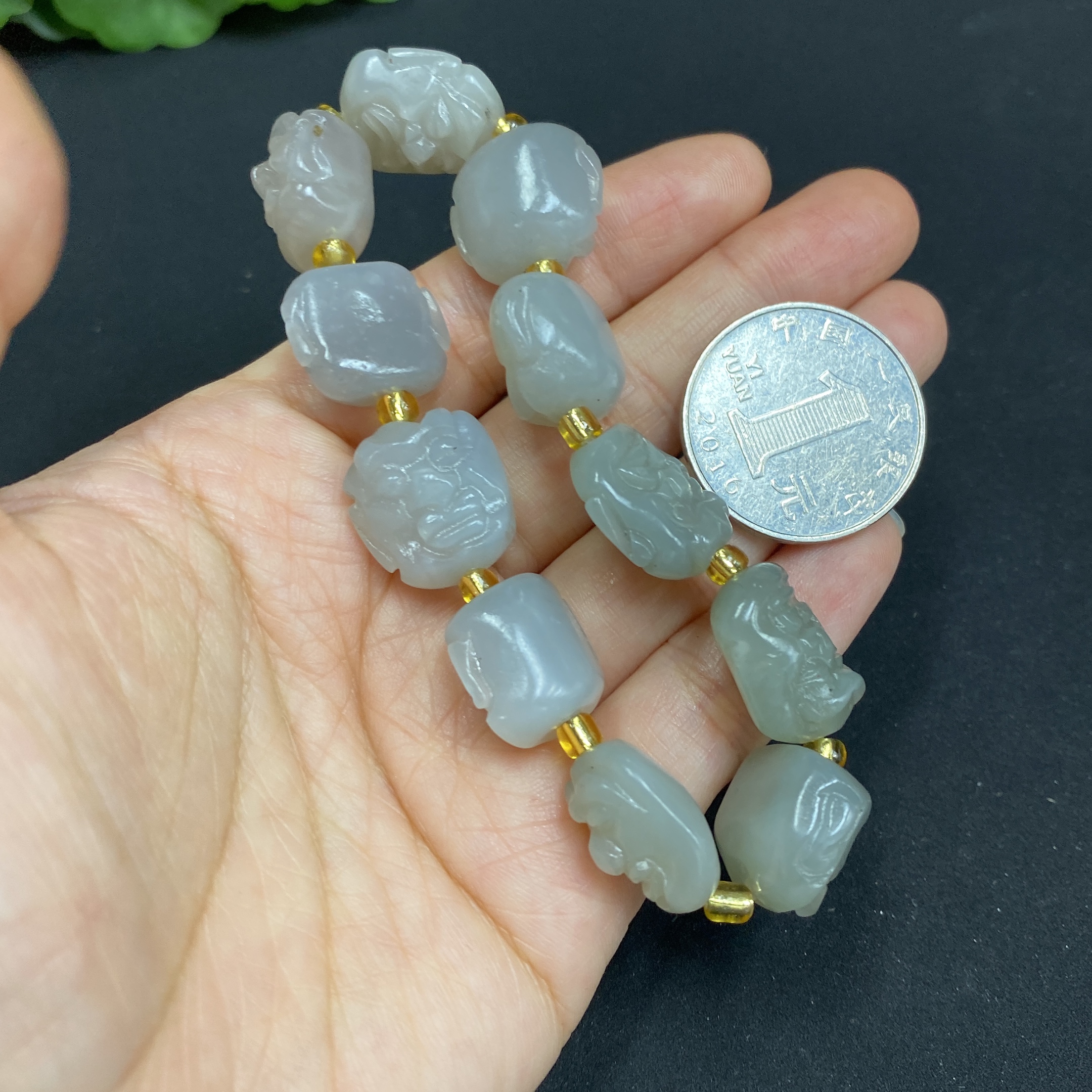 H34985360 Hetian Jade Bracelet with Non-Hetian Jade Beads, Total Weight Approx. 41.9g