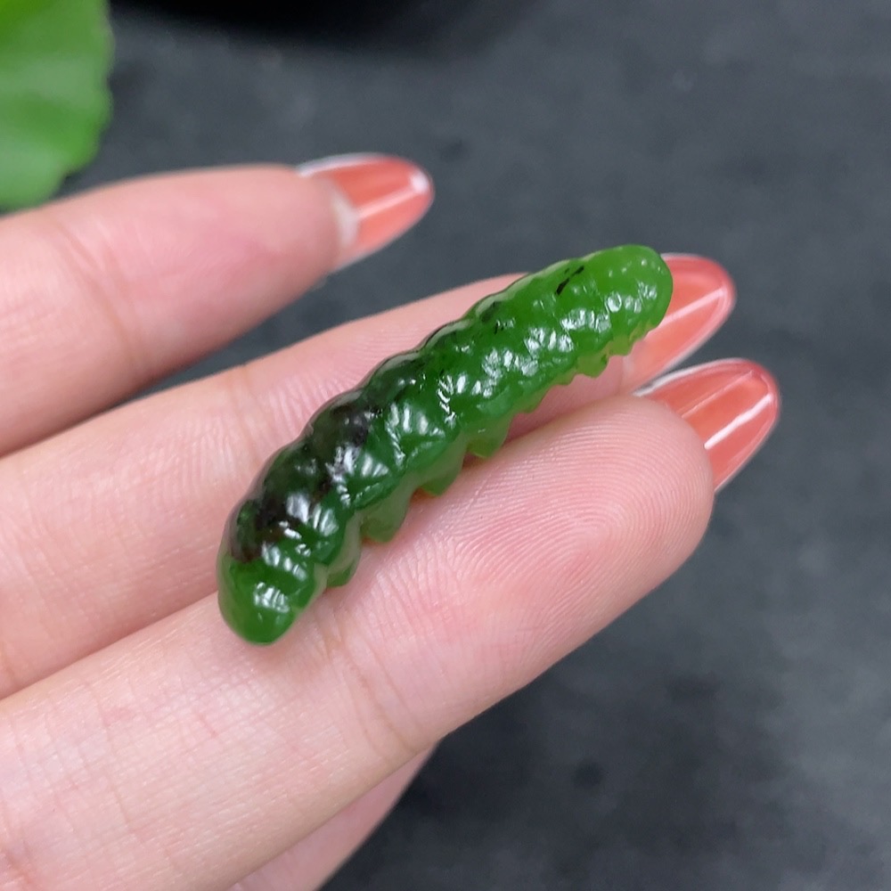 H34961190 Hetian Jade Jasper Pendant Silkworm Larva Total Weight About 3.7g