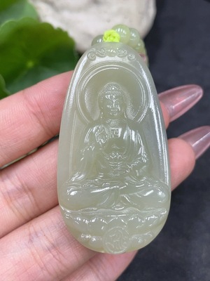 H33841931 Hetian Jade Pendant    Amitabha Buddha    Total Weight (including chain): 60.1g