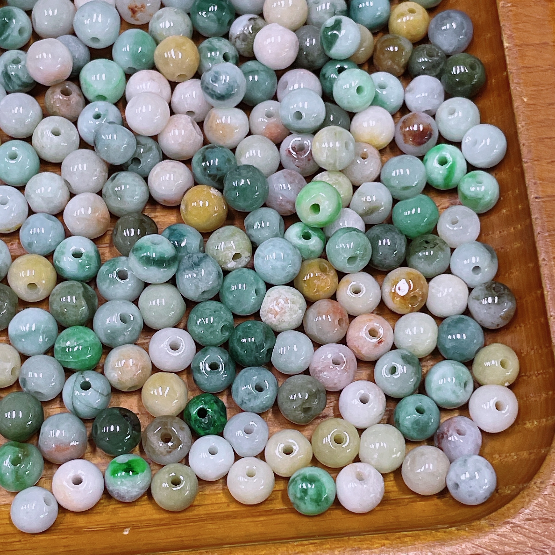 F34958290 Jadeite Beads Sell as a Lot, Total Weight with Bag Approx. 56.3g (Yellow Color Origin Undetermined)