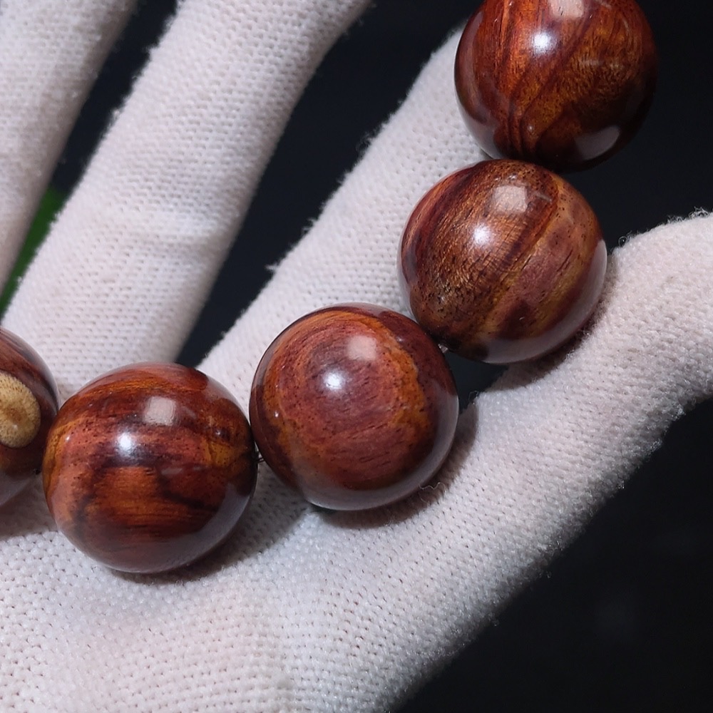 W33936975 Huanghuali Wood Bead Bracelet, Total Weight Approx. 43.7g, Size About 19.6mm