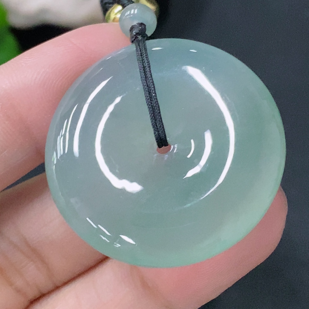 F33849120 Jadeite Pendant Peace Buckle Total Weight Approx. 18.69g with Rope