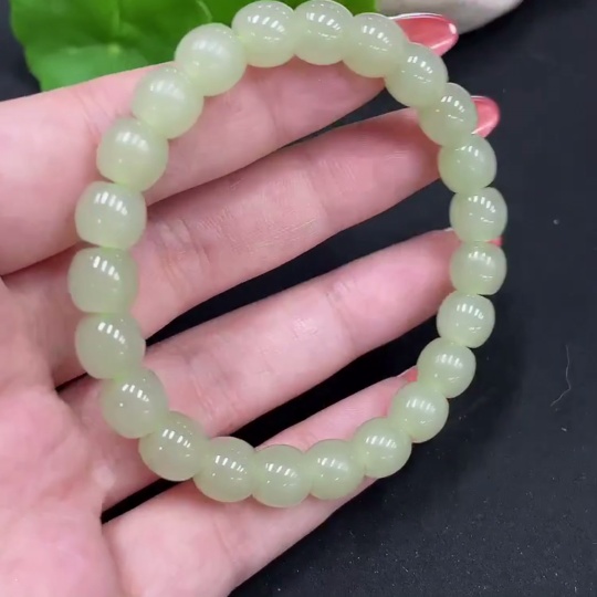 H34016928 Hetian Jade Bracelet Approx.8mm Total Weight Approx.21.1g