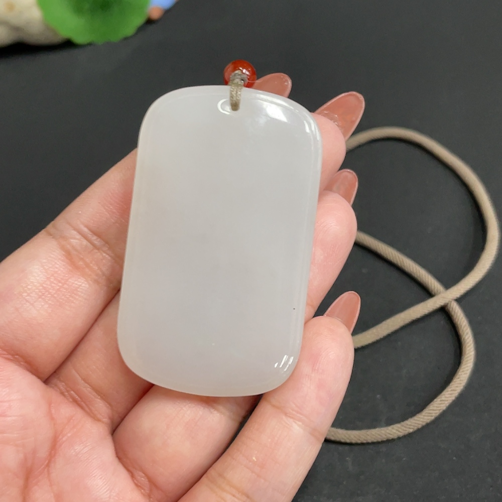 H34004080 Hetian Jade Pendant, Plain Pendant, Total Weight [with rope]: 40.6g