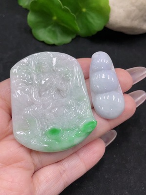 F34069681 Jadeite Manjushri/Lucky Bean Pendant