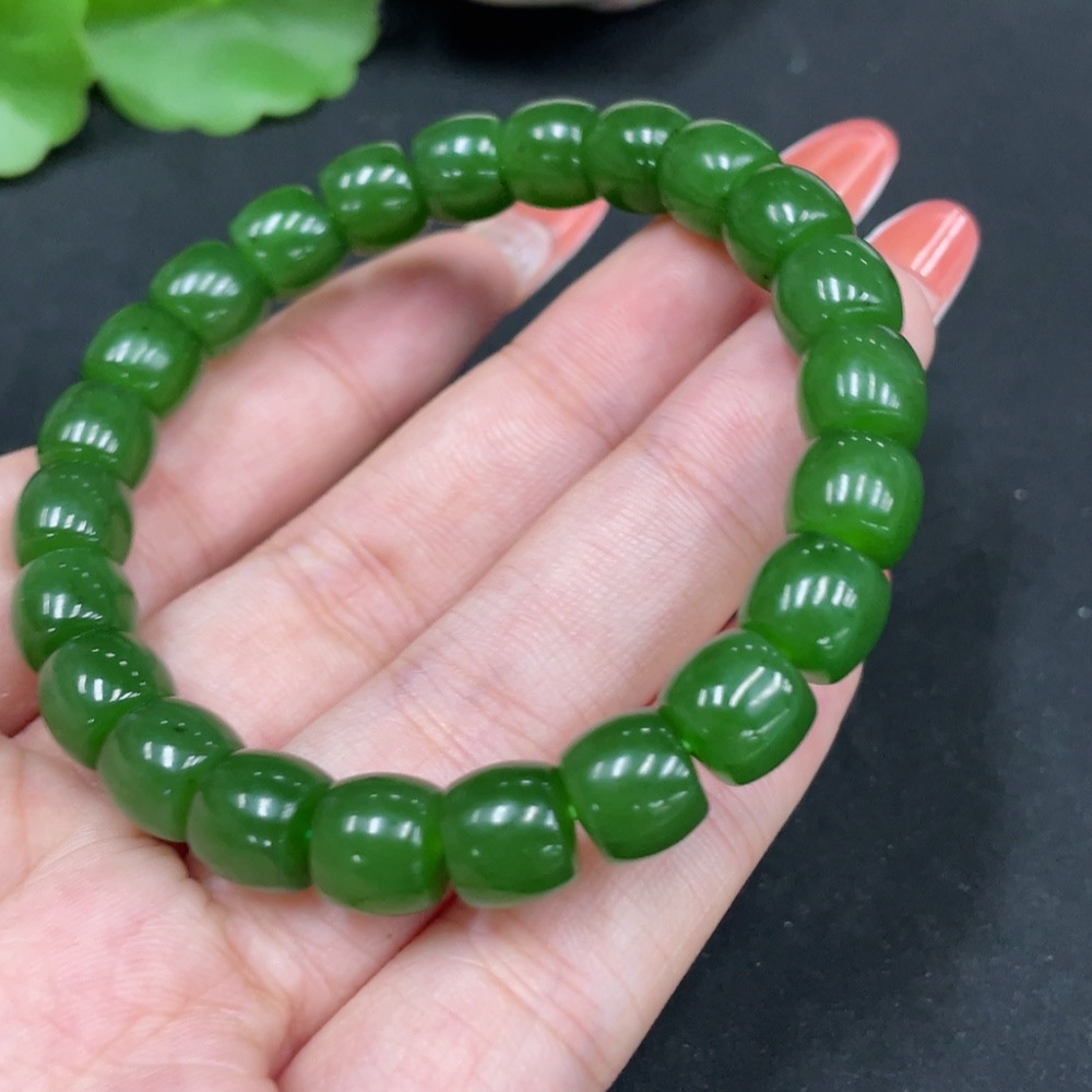 H35112427 Hetian Jade Bracelet, approx. 8.7mm beads, total weight approx. 26.9g