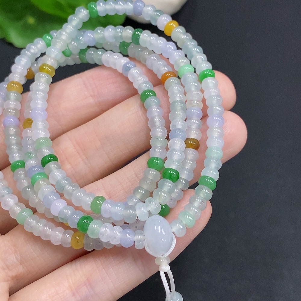 F30556366 Jadeite Bead Necklace Approx. 4.3mm Total Weight Approx. 28g Color Origin Undetermined