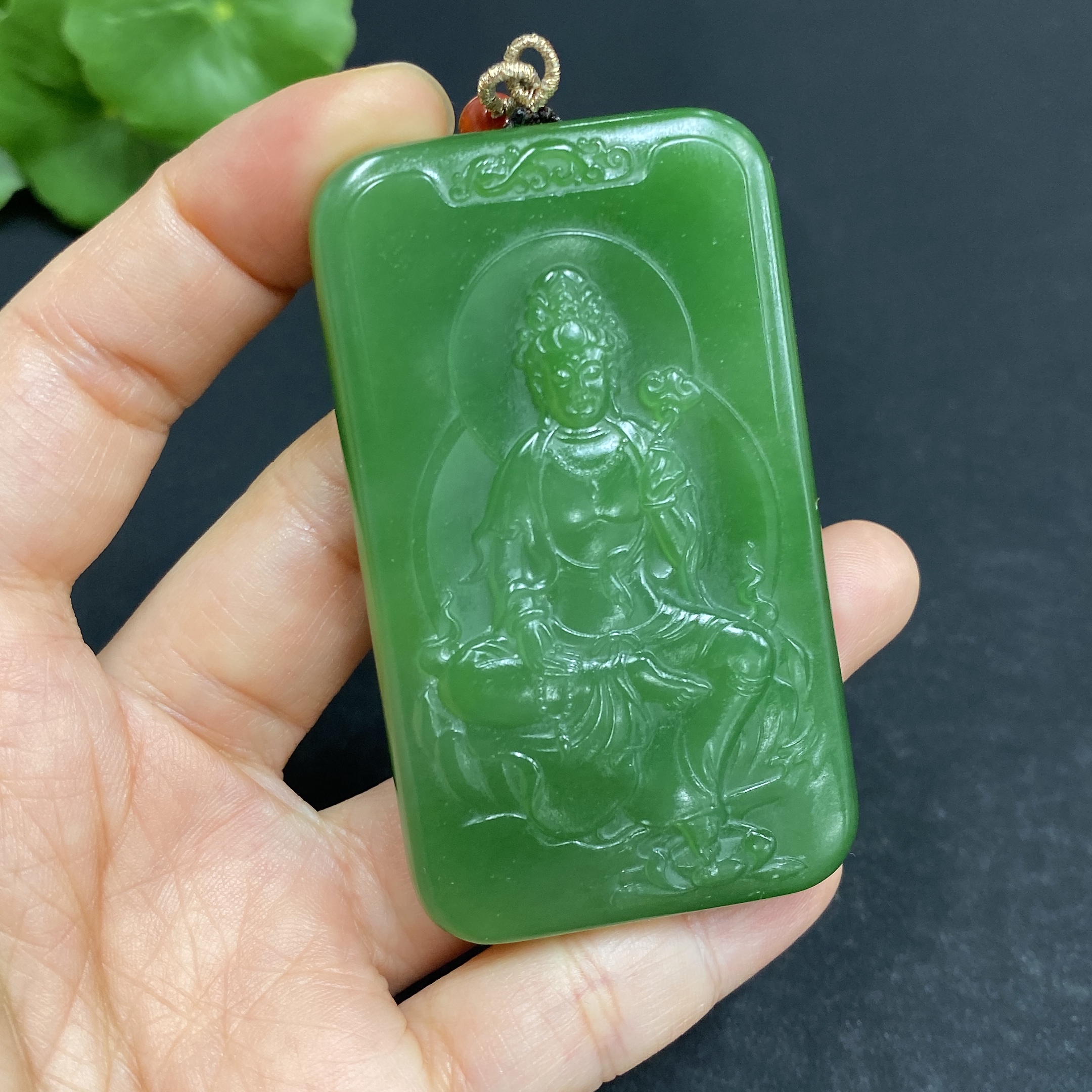 H30468177 Hetian Jade Pendant Guanyin Total Weight (including rope) 73.9g