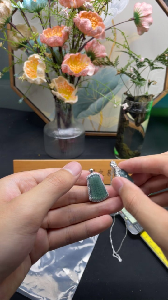 F31610109 Jadeite Inlaid Pendant Plain Pendant Ruyi Non-Gold Inlaid