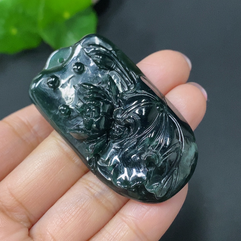 F26968137 Jadeite Pendant Lotus Total Weight Approx. 20.09g