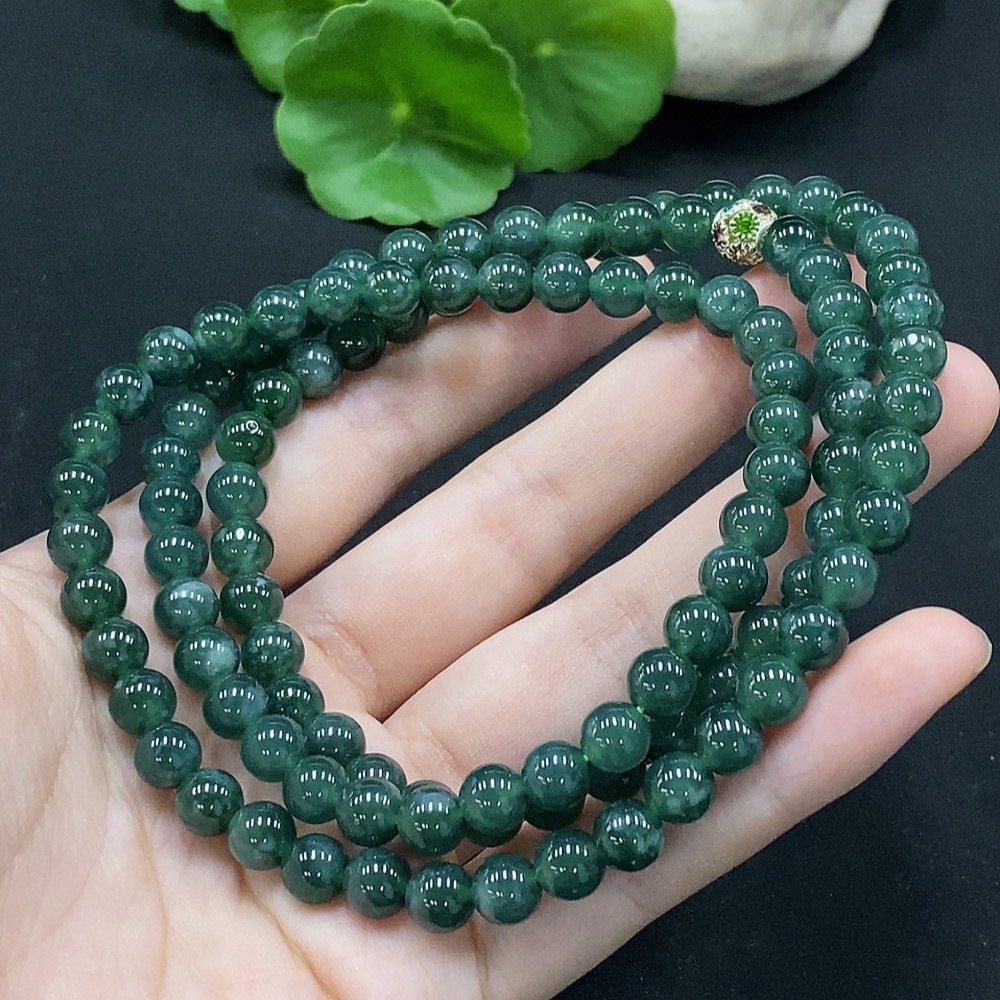 F34996587 Jadeite Bead Necklace Approximately 6.8mm Non-Gold Inlaid Total Weight About 59.08g