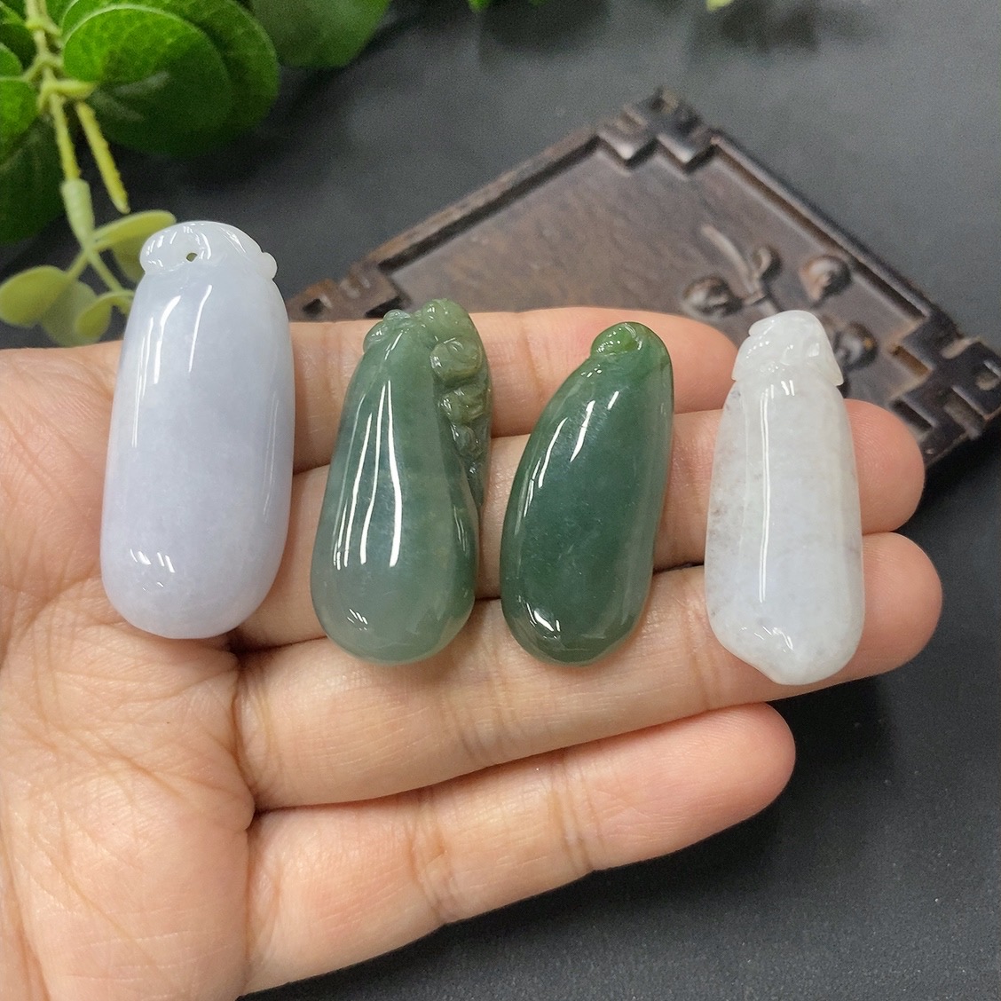F08140460 Jadeite Blessed Melon Pendants Sell as a Lot