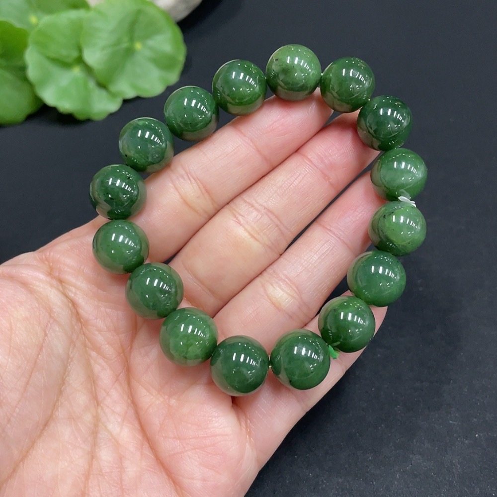 H35102411 Hetian Jade Jasper Bracelet approx. 11.9 mm Total Weight approx. 42.4g